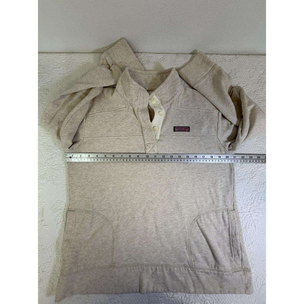 Vineyard Vines Shep Shirt Pullover Top Womens Size M Oatmeal 1/4 button Pockets - Picture 4 of 7